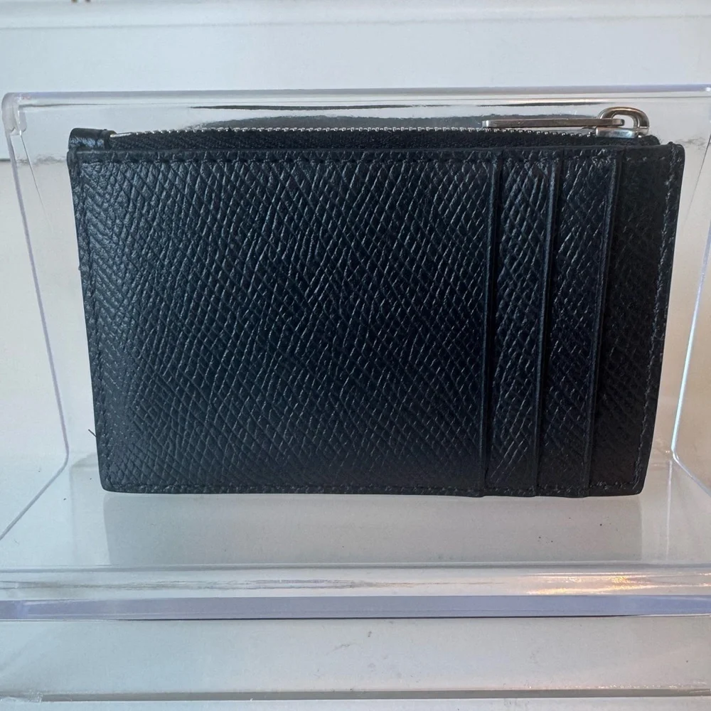 Celine Black Textured Leather Card Pouch